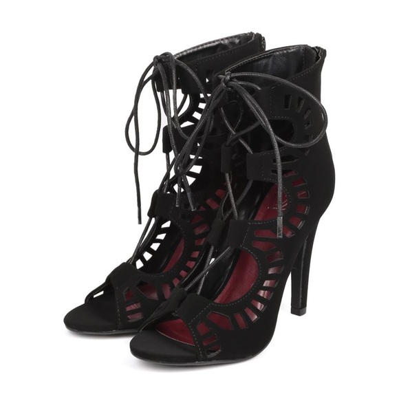 - Delicious DC74 Women Nubuck Peep Toe Gilly Tie Hollow Out Gladiator Boot… - Picture 9 of 11